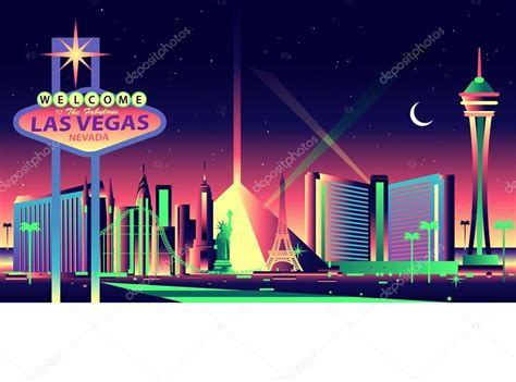 Las Vegas Night skyline — Stock Vector © mauromod #69291121