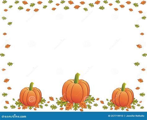 Fall Leaves and Pumpkin Border Stock Illustration - Illustration of ...