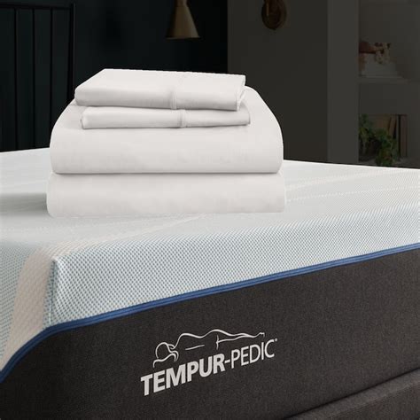 TEMPUR-PEDIC Split King 400-Thread-Count Microfiber White Bed-Sheet in the Bed Sheets department ...