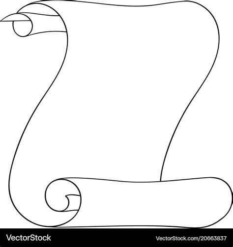 Vertical paper scroll outline drawing Royalty Free Vector