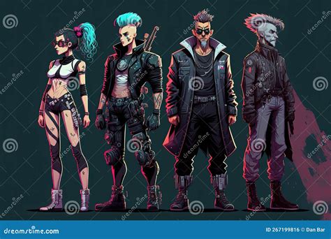 Concept Art Cyberpunk Characters. Avatar Character Illustrations. Generative Ai Stock ...