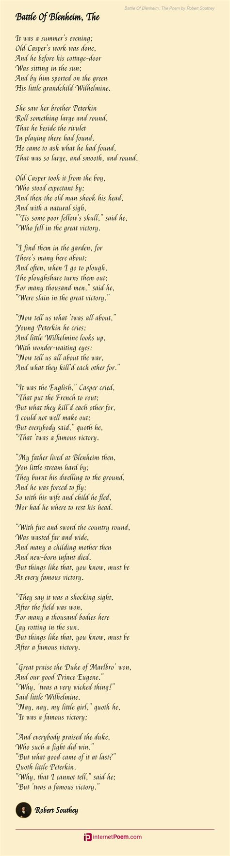 Battle Of Blenheim, The Poem by Robert Southey