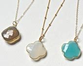 Gemstone Clover Necklace Gold Necklace Gemstone Necklace - Etsy