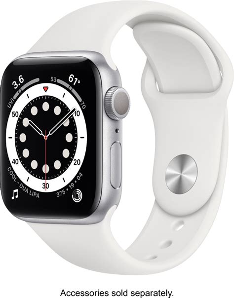 Best Buy: Apple Watch Series 6 (GPS) 40mm Silver Aluminum Case with White Sport Band Silver ...