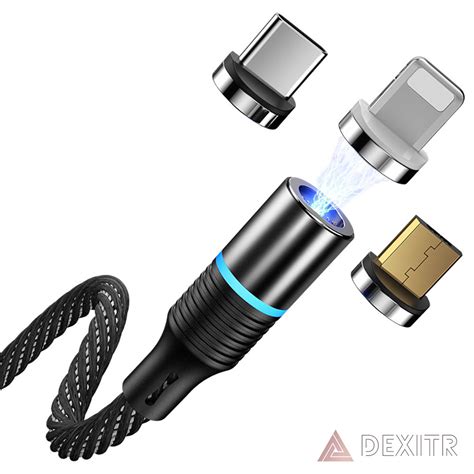 Magnetic Phone Charger Cable 3 in 1 Nylon Braided USB Fast Charging