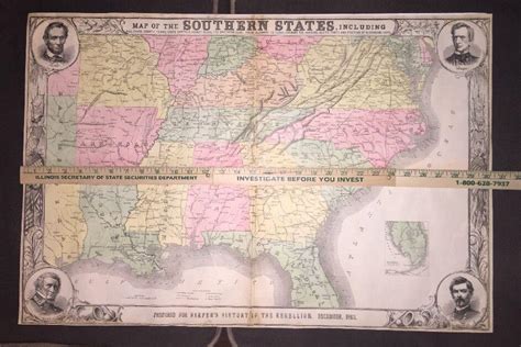 Original 1863 Map of United States During Civil War, Huge Foldout (31 ...