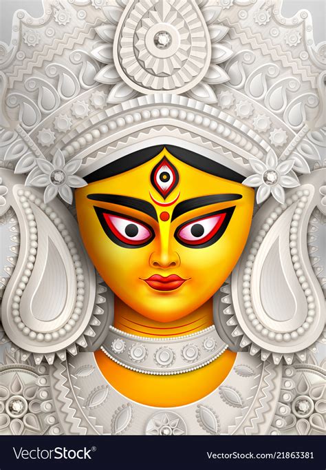 Goddess durga face in happy puja subh Royalty Free Vector