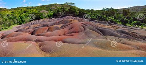 Chamarel Seven Coloured Earths. Panorama Stock Photo - Image of descriptive, mounds: 26496920