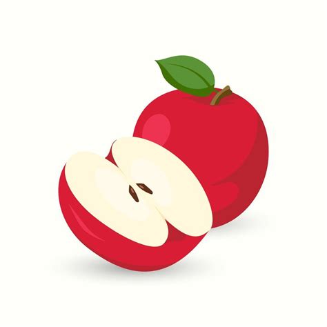 red apple flat illustration fresh fruit for digital or printing use ...