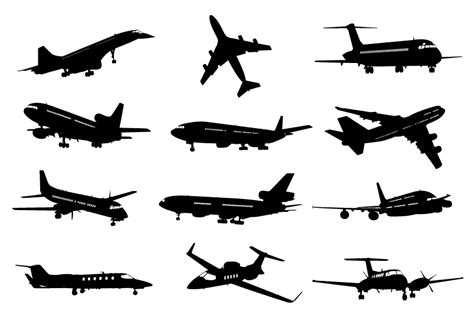 10 Airplane Vector Free Download Images - Airplane Silhouette Vector, Vector Airplane Landing ...