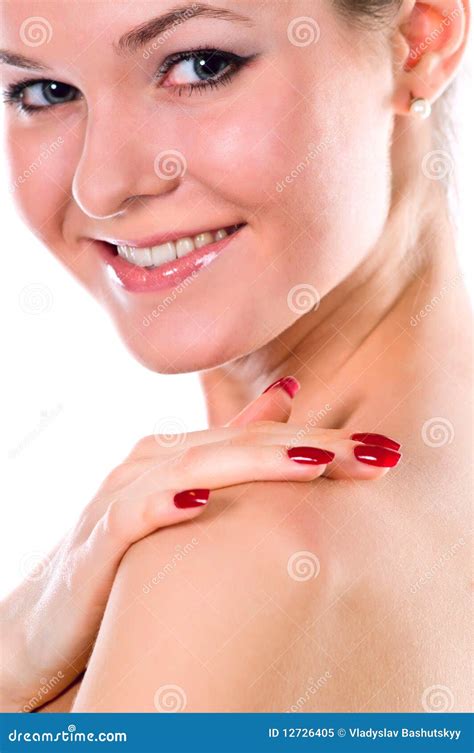 Smiling Lady Closeup Portrait Isolated on White Stock Image - Image of ...