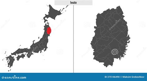 Map of Iwate Prefecture of Japan Stock Vector - Illustration of graphic, region: 275146490