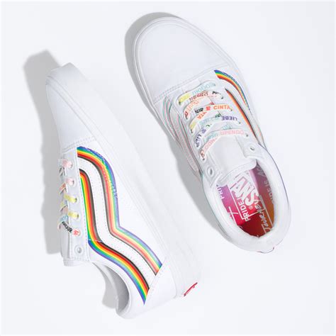 Vans Old Skool Pride Skate Shoe - White / Rainbow | Journeys