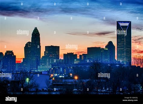 early morning sunrise over charlotte city skyline downtown Stock Photo ...