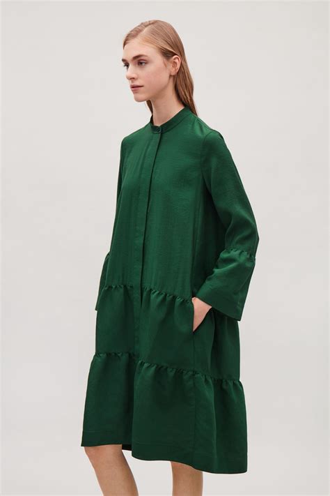 Cos Shirt Dress With Gathered Detail - Green 10 | Dresses, Womens dresses, Women dress online