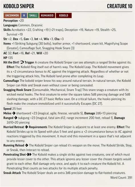 Hopefully the last time to update the Kobold Sniper : r/Pathfinder2e