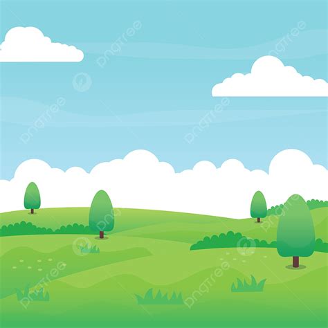 Grass Landscape Field Vector PNG Images, Nature Landscape Vector With ...