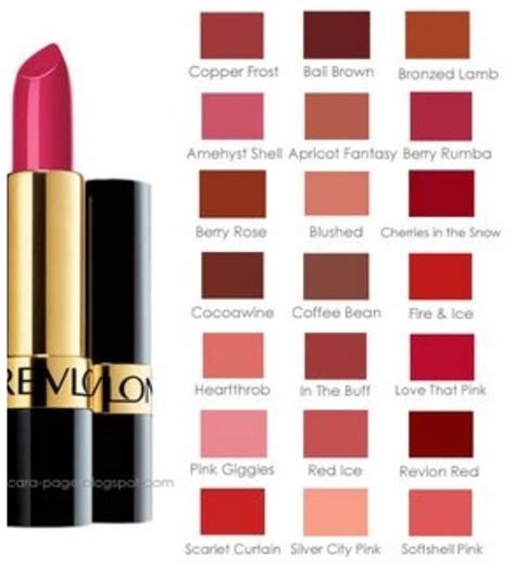 Revlon lipstick chart. | Revlon lipstick, Revlon lipstick colors, Revlon makeup
