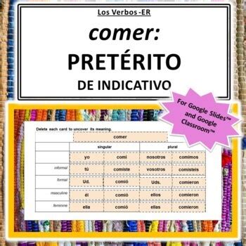 Los Verbos de -ER: comer (pretérito) Google Slides™ Conjugation Practice