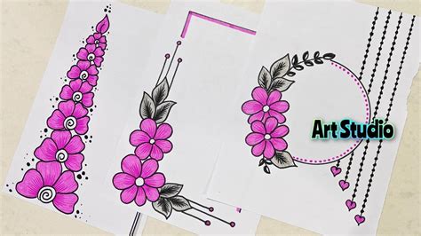 3 LOVELY BORDER DESIGNS/PROJECT WORK DESIGNS/PORTFOLIO/A4 SHEET DESIGNS/FLOWERS @ShitalArtStudi ...