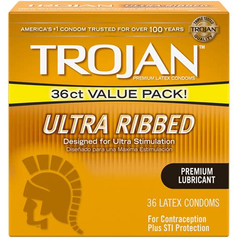 TROJAN Ultra Ribbed Condoms, 36 Count - Walmart.com