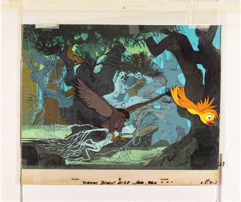 Wart (King Arthur) and Hawk production cels and preliminary conceptual