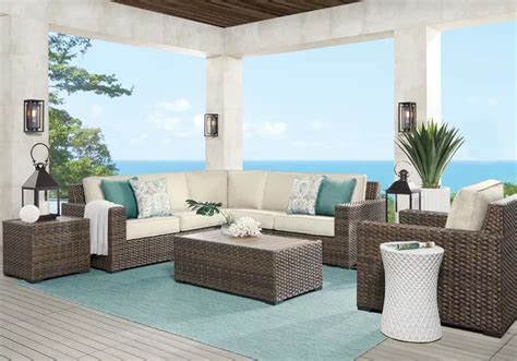 Rialto Brown 3 Pc Outdoor Sectional with Putty Cushions | Outdoor patio ...