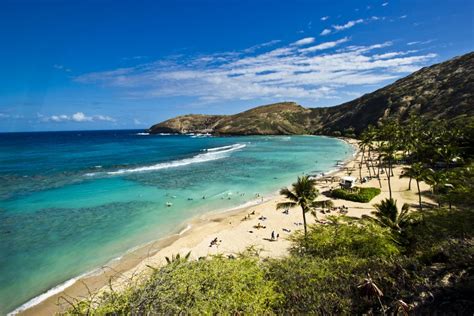 Hanauma Bay - the curved bay with a view of...