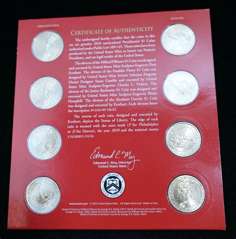 2010 U.S. Mint P&D Presidential Dollar 8-Coin Mint Set with COA | eBay