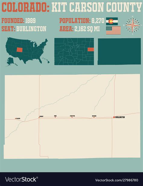 Map kit carson county in colorado Royalty Free Vector Image