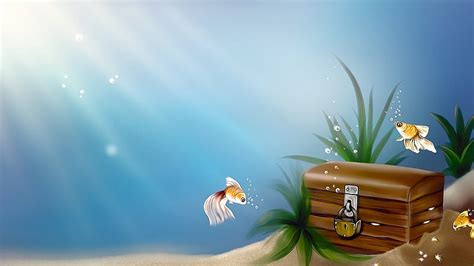 Sunken treasure chest, chest, water, treasure, fish, HD wallpaper | Peakpx