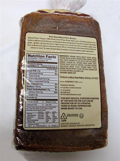 Marby Whole Wheat Bread Nutrition Facts at Letitia Delfino blog