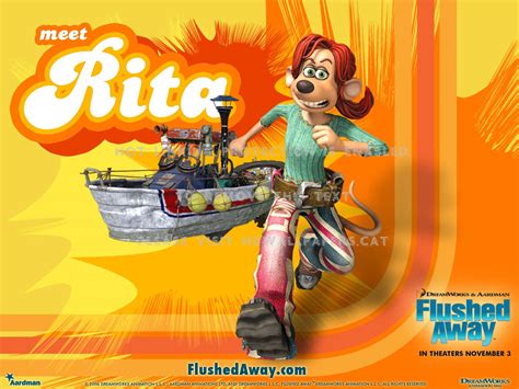 Download Flushed Away Rita Orange Poster Wallpaper | Wallpapers.com