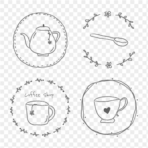 Cute coffee doodle badge design | Premium PNG - rawpixel