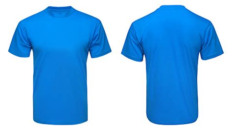Blank Blue Tshirt Mock Up Template Front And Back View Isolated White Background Stock Photo ...