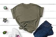 Gildan T-shirt Mockup Olive Green | Shirt Mockups ~ Creative Market