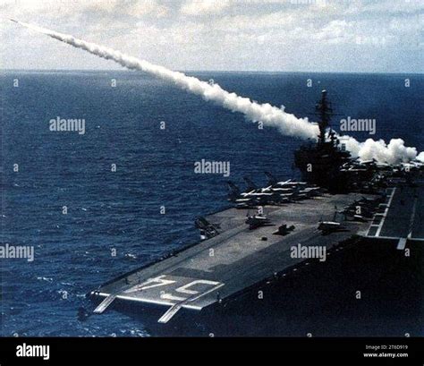 USS Constellation (CVA-64) fires Terrier missile 1963 Stock Photo - Alamy