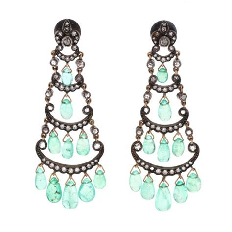 Silver, Diamond, and Emerald Chandelier Earrings (Lot 2268 - Luxury ...