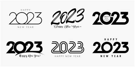 Premium Vector | Big set 2023 happy new year black logo text design ...