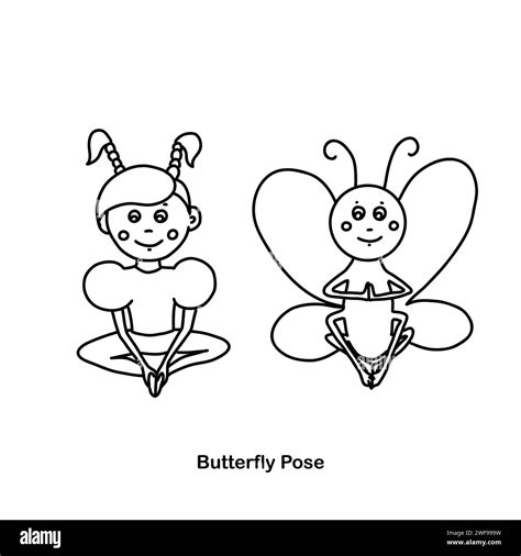 Kids yoga butterfly pose. Vector cartoon illustration Stock Vector ...