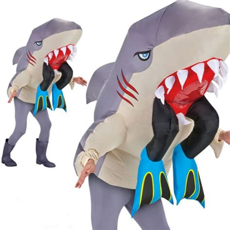 Adult Inflatable costume Shark with Legs Costume shark mascot costume Fancy Dress Outfit blow up ...