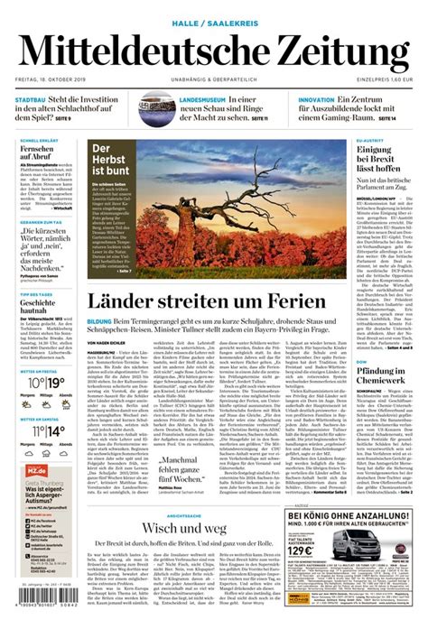 Mitteldeutsche Zeitung vom 18.10.2019 – als ePaper im iKiosk lesen