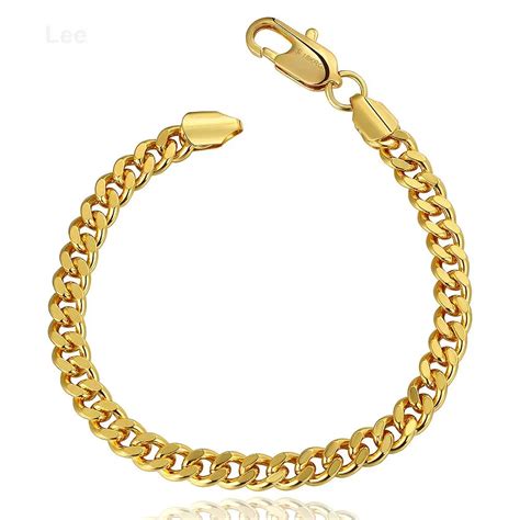 B097 A bracciale uomo yellow gold chain link bracelet saudi gold pulsera hombre-in Chain & Link ...