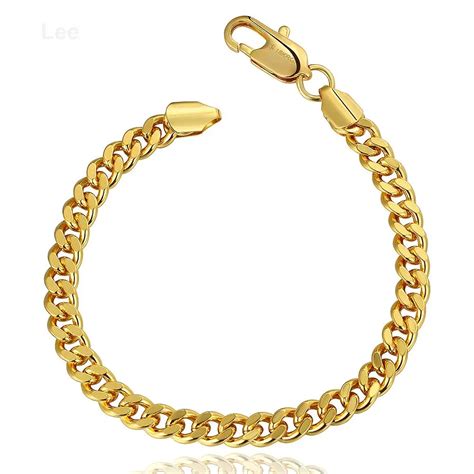 B097 A bracciale uomo yellow gold chain link bracelet saudi gold ...