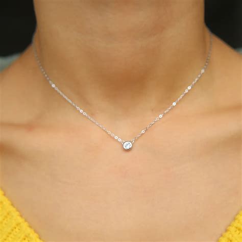 classic simple design jewelry minimal chain 4mm tiny bezel cubic zirconia teen girl adorable ...