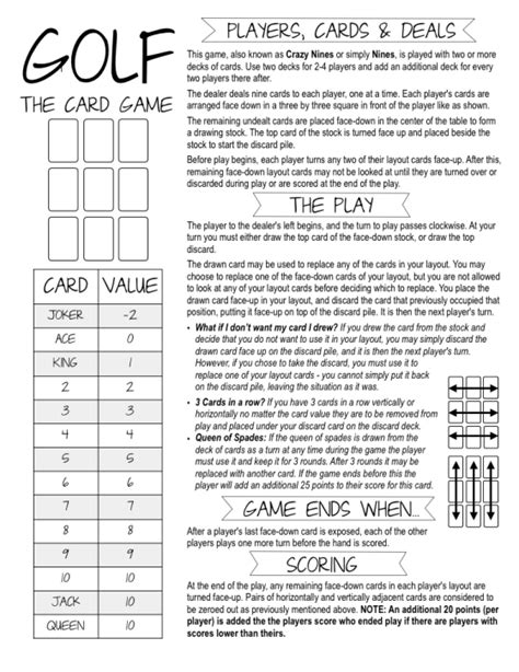 Printable Rules For Card Game 99