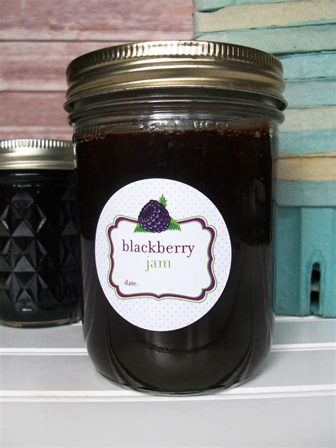 Cute Blackberry Jam Canning Labels, mason jar labels for preserved jam ...