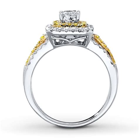 1 Carat Princess cut Diamond and Citrine Engagement Ring in White Gold ...