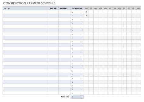 Construction Payment Schedule Template