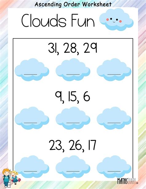 Ascending Order Worksheets - Math Worksheets - MathsDiary.com